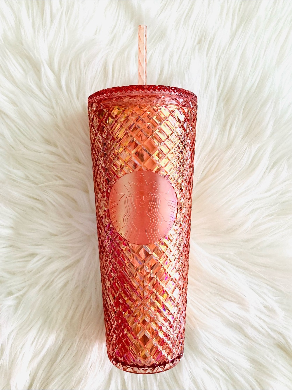 Starbucks 2021 Winter Holiday Rose Gold Iridescent Pink Cold Cup Tumbler 24oz